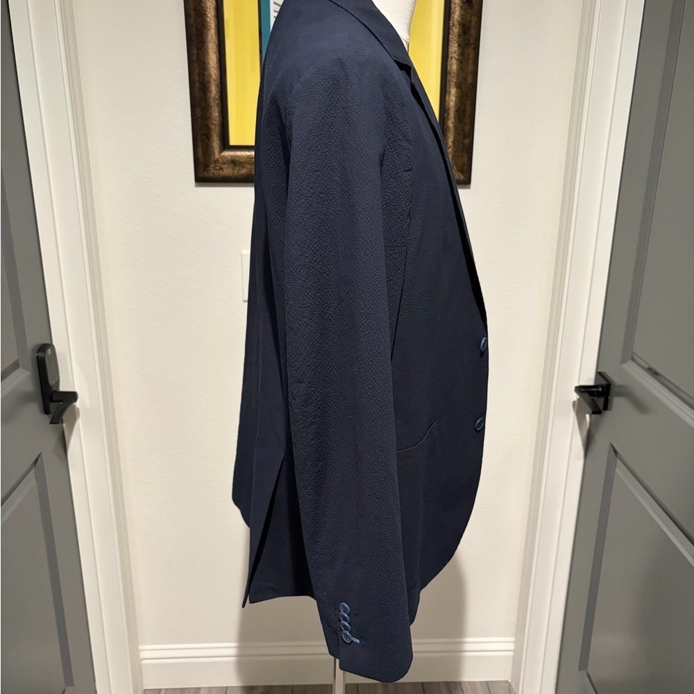 TailorByrd Men's Navy Seersucker Sport Coat Blazer 44L Never Worn - Picture 2 of 4